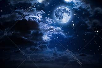 Moon and clouds in the night