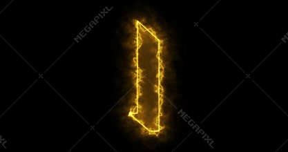 Neon I alphabet on black background.