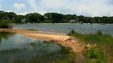 Sandbar and lagoon on summers day Cape Cod