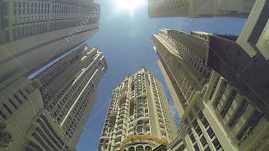 Skyscrapers and sky.