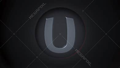 U. Letter u of the alphabet being dynamically revealed
