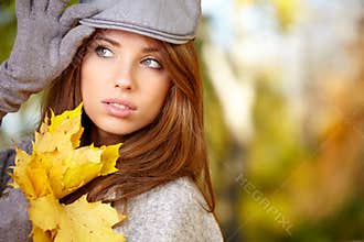 Happy fall woman