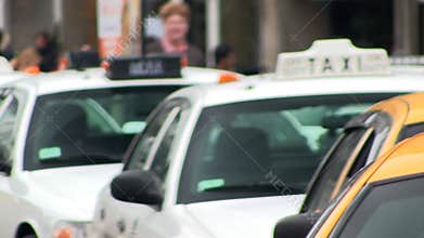 Taxi's wait for customers