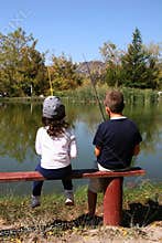 Young children fishing