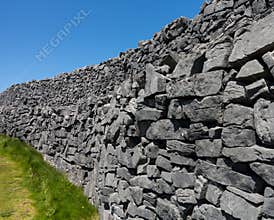 Stone wall at Dun Aonghasa Aran Islands