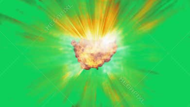 Ultimate Explosion Green Screen Perfect for Action Scenes, Easy editable green screen video, high quality vector 3D illustration.