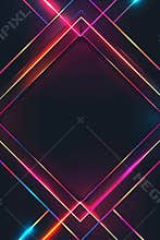 Flat vertical poster design, black background with neon geometric grid, space for text at the top