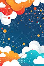Vertical poster design for Science and Technology Event, flat minimalistic style, background with