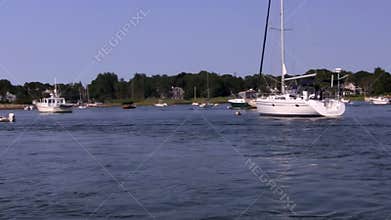 In the channel with motor boat 