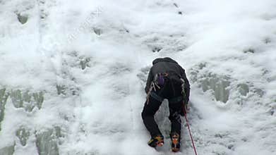 Ice climber in winter