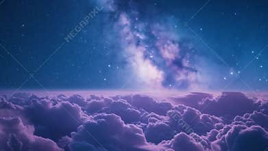 Starry Night Sky Above Clouds