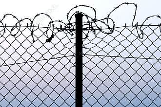 Fence with barbed wire