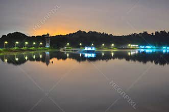 A peaceful Upper Seletar Reservoir by night