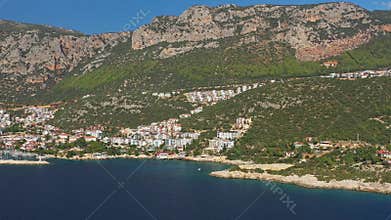 Beautiful rocky coast of Mediterranean sea at Kas city, Turkiye