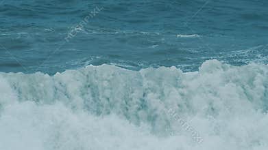 Storm On Sea. Ocean Wave Crashing. Wave Crashing Towards Exotic Island Shore. Huge Sea Waves.