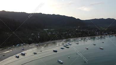 Philippine Paradise: Aerial Drone Views of Stunning Sunsets, Sunrises, and Tropical Beaches with Palm Trees