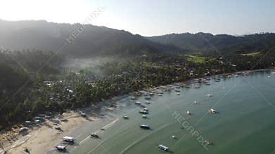 Philippine Paradise: Aerial Drone Views of Stunning Sunsets, Sunrises, and Tropical Beaches with Palm Trees