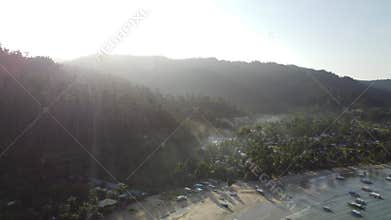 Philippine Paradise: Aerial Drone Views of Stunning Sunsets, Sunrises, and Tropical Beaches with Palm Trees