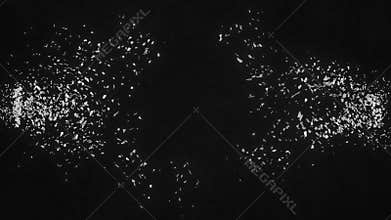 Shattered Word Password. Explosion fractured loop animation. Alpha channel