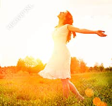 Happy Woman Enjoying Nature