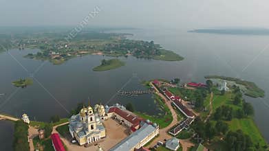 Aerial view on monastery and Seliger lake