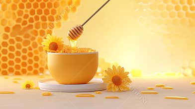 Honey background podium.