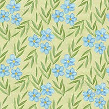 Seamless pattern with forget-me-nots and wild herbs