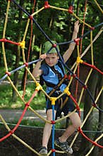 Boy in adventure park