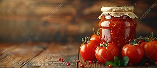 Jar of Tomato Jam Surrounded by Fresh Plum Tomatoes