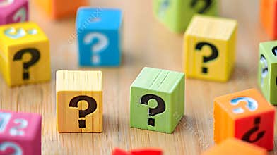 Generative AI Blocks with question marks and copy space Questions and problem solving Frequently asked Questions F