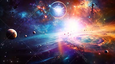 Planets and galaxy, science fiction wallpaper. Beauty of deep space, Colorful abstract background wallpaper featuring a modern