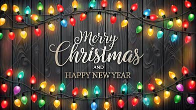 Vibrant Christmas Lights: Festive Greetings. Suitable for Christmas or Christmas cards, PNG transparent background.
