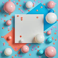 Paper Surrounded by Balloons and Confetti