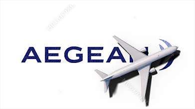 New York, USA - 9 May 2024: Aegean company logo with plane flight, Illustrative Editorial