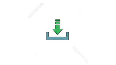 Green arrow pointing down on blue object