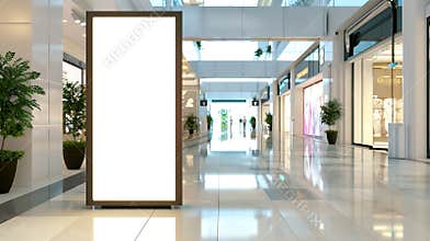 Generative AI Mockup standalone big screen info kiosk Digital media with blank white screen modern panel display s