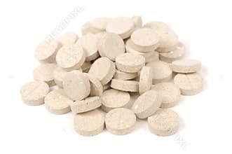 Brewer's Yeast Tablets Isolated on White Background