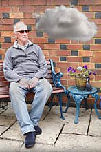 Sad depressed old man