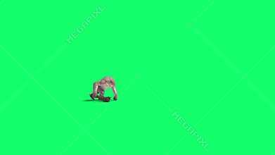Cyclops Monster Green Screen Runs and Attacks Side 3D Rendering Animation
