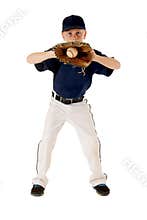Boy catching baseball