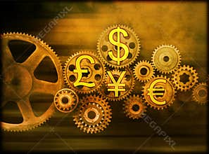 Business Cogs Global Money