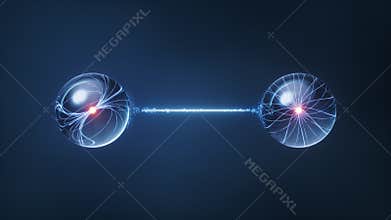 Physics quantum and quantum entanglement, 3d rendering