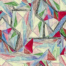Funy geometry seamless pattern with colored pencil texture.