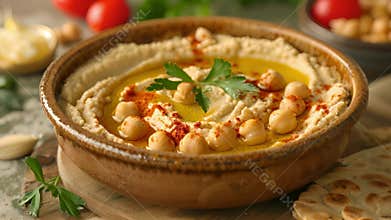 A bowl of creamy vegan hummus made from chickpeas tahini and lemon juice highlighting the versatility and flavor of this