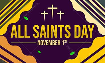 All Saints Day background design in colorful typography with cross shapes