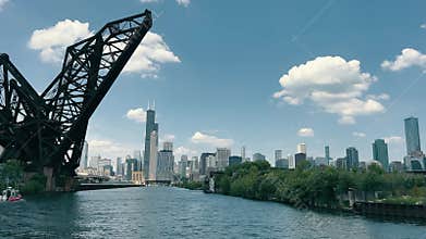 Chicago Skyline from the River, A stunning view of the Chicago skyline as seen from the river The iconic Willis