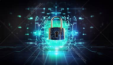 A modern depiction of cybersecurity and data privacy on the internet, illustrated by a conceptual image featuring