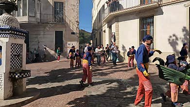 Badalona, Spain-July 6, 2024. Children\'s Correfoc Catalan cultural celebration