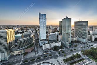 Sundown over Warszawa city, Poland