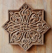 Ornament on wooden door